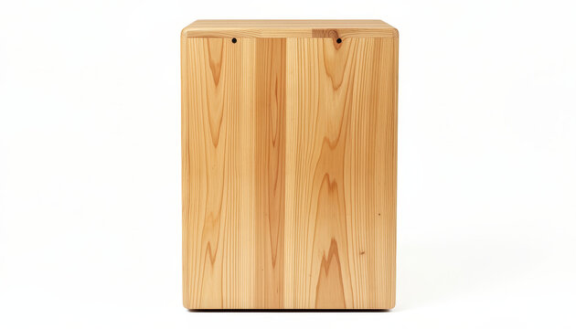 Wooden cajon drum box percussion musical instrument isolated on white background