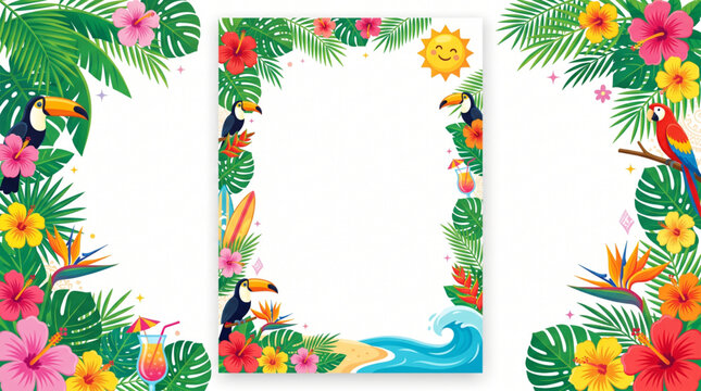 Tropical paradise background vector illustration for summer party poster