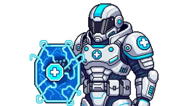 Futuristic Sci-Fi Medical Soldier with Energy Shield.