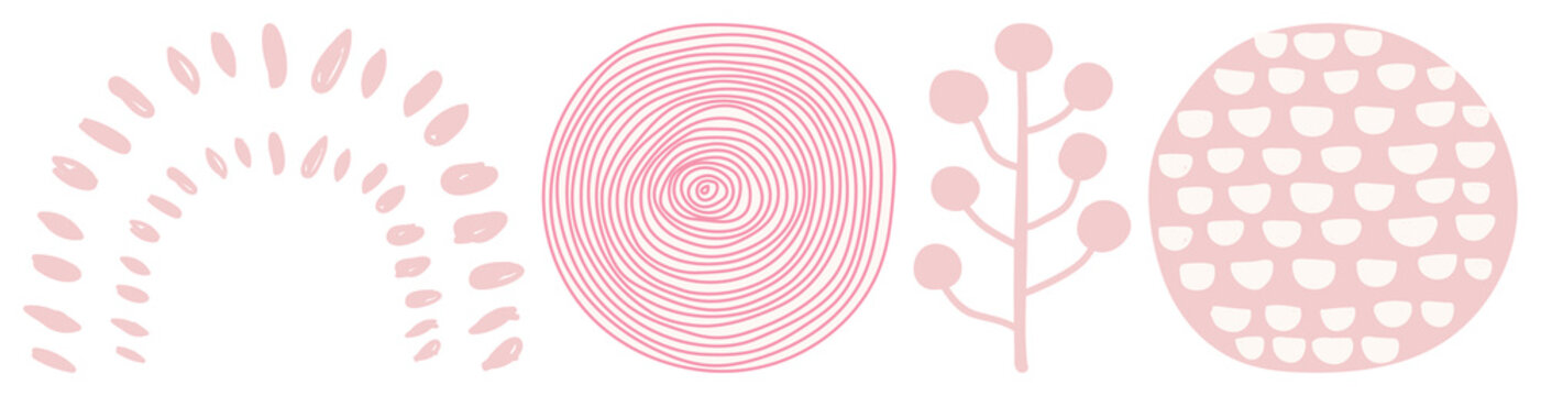 Abstract pink geometric patterns element set