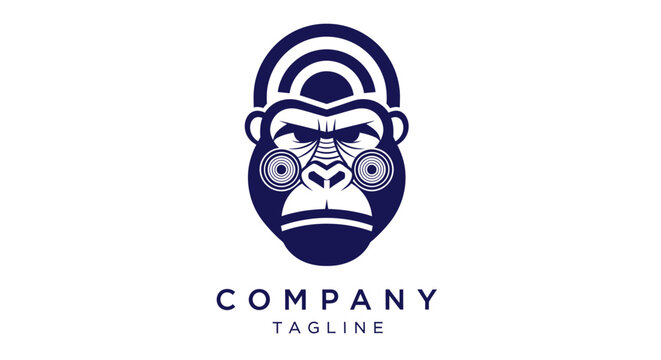 Bold stylized ape face logo with concentric circle eyes, upper arcs, and a forehead emblem