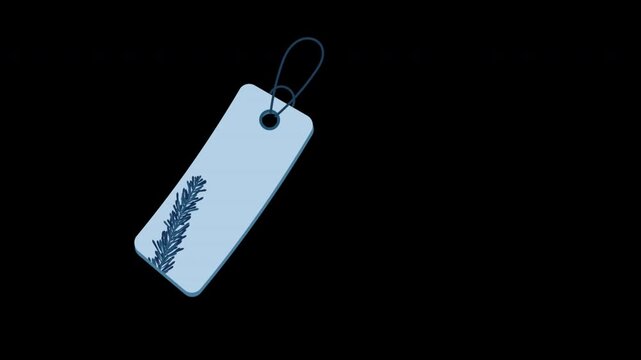 Gift winter tag animation. Gift tag with plant and floral. Sale promotion and gift card. 4K animation. Transparent background with alpha channel