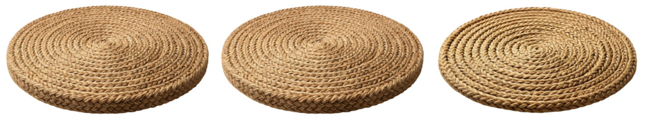 Obraz premium set of the '' SOARÉ placemat is handmade from woven water hyacinth'' isolated on withe background PNG photo high quality''