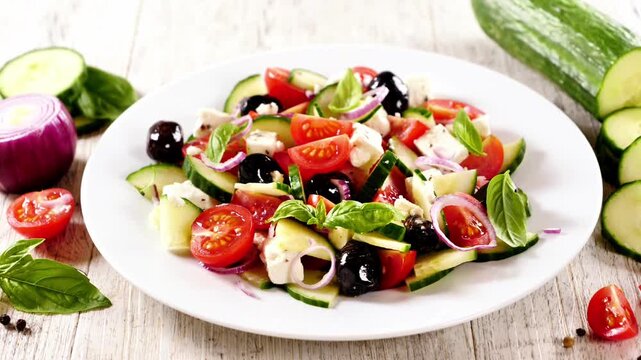 greek salad feta olives, healthy mediterranean food