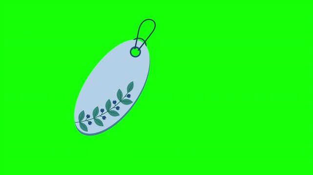 Gift winter tag animation. Gift tag with plant and floral. Sale promotion and gift card. 4K animation