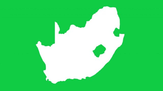 South Africa map pop animation with green background