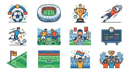 Fototapeta premium Soccer Stadium Sports Icons Set.