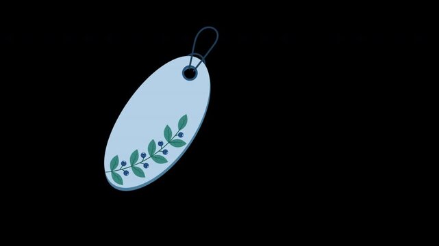 Gift winter tag animation. Gift tag with plant and floral. Sale promotion and gift card. 4K animation. Transparent background with alpha channel