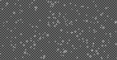 Fototapeta premium Falling snowflakes overlay, winter snow particles on transparent background