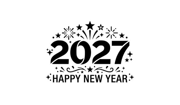 Modern 2027 Happy New Year typography logo vector with creative numeral design