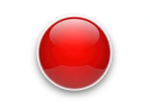 Vibrant red circular button with glossy finish