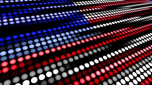 Motion graphic illustration of American flag made of dots on usa background