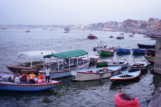 Boats on the ghats of river Ganga in Varanasi, India.
It the one of the oldest city of the world dedicated to Lord Shiva.