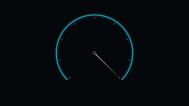 Minimalist Blue Glowing Analogue Speedometer Needle Animation