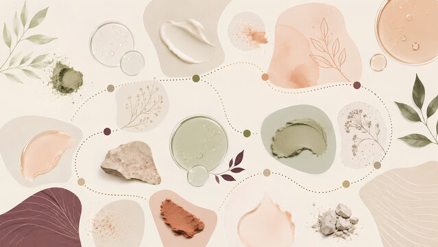 Personalized skincare routine map with natural ingredients

