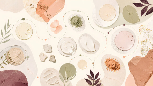 Personalized skincare routine map with natural ingredients
