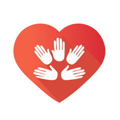 Obraz premium Minimalist red heart with four hands inside