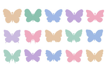 Naklejka premium Pastel Butterfly Silhouettes Set Collection