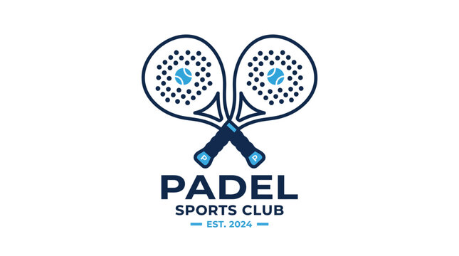 Minimalist Padel Sports Club Vector Logo Design with Crossed Rackets