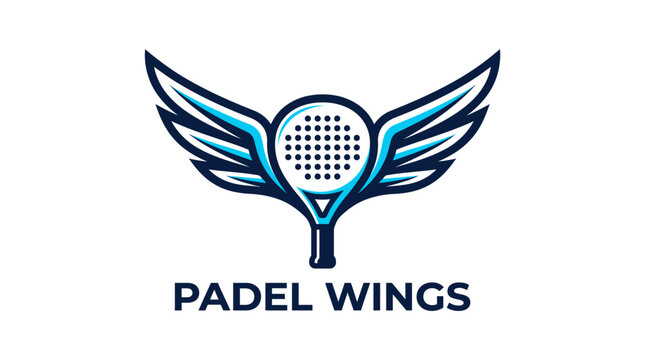 Padel racket forming wings logo vector design for sports club