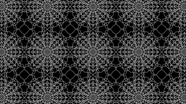 black and white abstract geometric pattern background animation. trippy visual