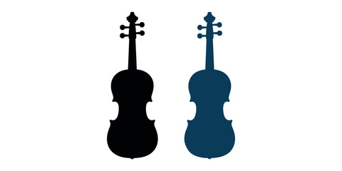 Two violins in black and blue on white background musical instrument © Tania