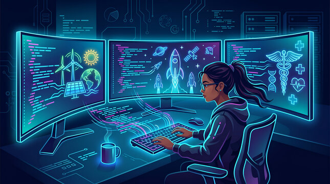 Vector Art (tech) A Stylized - women empowerment background