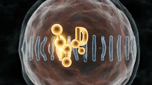 3D Visualization: Vitamin D Molecule Activates in Cell Nucleus, Binding to DNA
