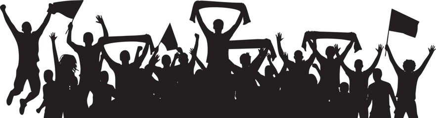 Obraz premium Football fans celebration, silhouette