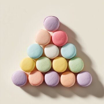 Macro close-up image of pastel macarons