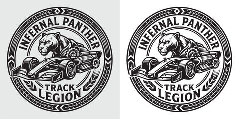 Obraz premium Infernal Panther Track Legion F1 Race Car Logo Design
