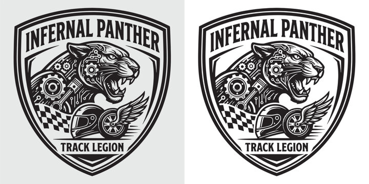 Infernal Panther Track Legion Shield Logo with Helmet and Wheel