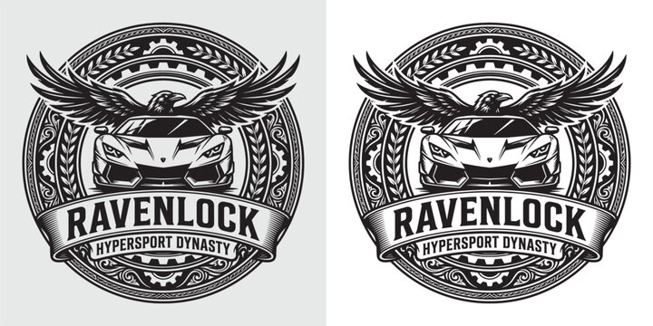 Ravenlock Hypersport Dynasty Raven and Sports Car Front Logo