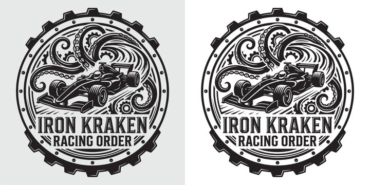 Iron Kraken Racing Order F1 Race Car and Tentacles Logo