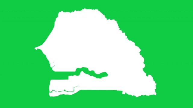 Senegal map pop animation with green background