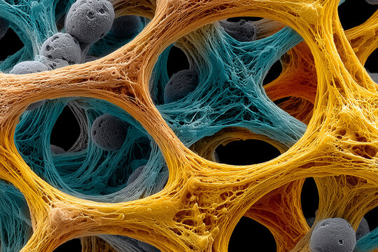Microscopic view of cytoskeleton microtubule network supporting