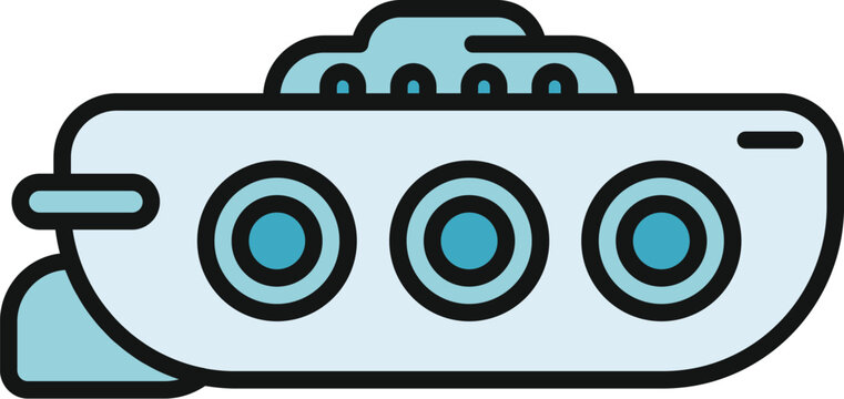 Submarine icon representing underwater exploration, diving, marine research, and discovery