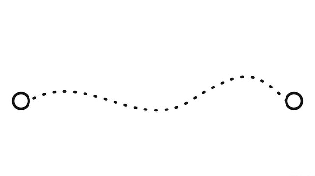 Dotted wave line animation connecting two circular points in a minimalist digital motion graphic video clip