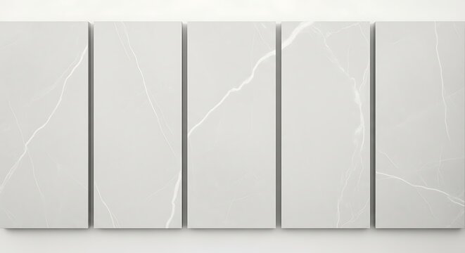 A row of five white rectangular objects with thin black lines