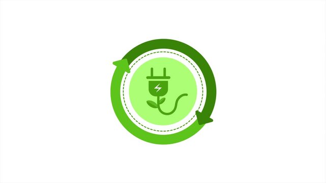 Sustainable energy icon with rotating arrows on white background