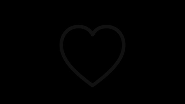 Red heart icon filling with color in a simple smooth digital motion graphic animation video