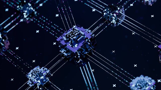 Big data,Network communication,Quantum computing cube structure with big data network line connection concept,artificial intelligence technology,blockchain infrastructure,cyber security server