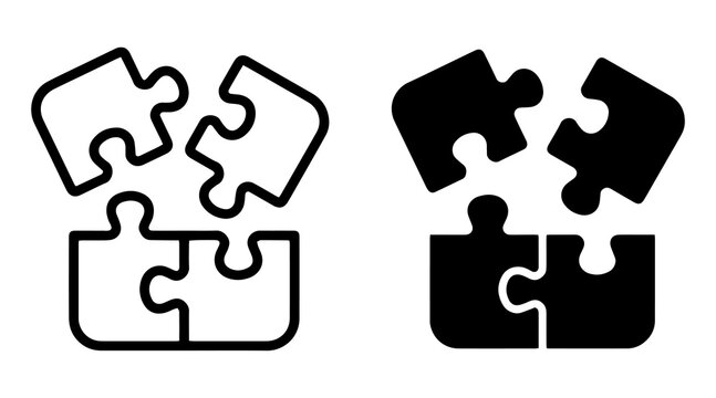 Puzzle Connection Icons &ndash; Teamwork and Problem Solving Vector Set
