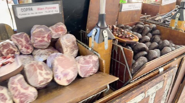 Traditional French Cured Meats and Charcuterie Display at Cassis Market
