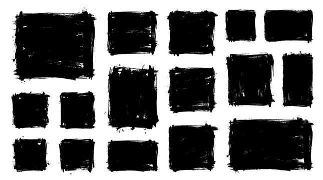 Black rough edge square and rectangle brush frame collection