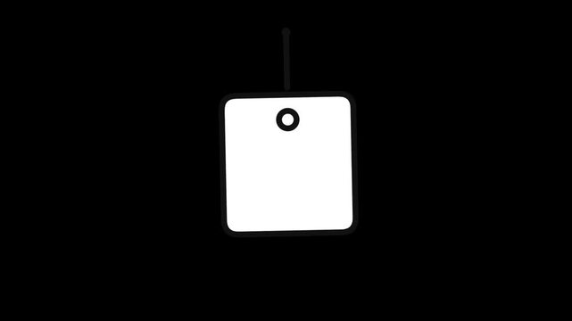 White square price tag swinging gently in this smooth minimalist motion graphic video loop animation