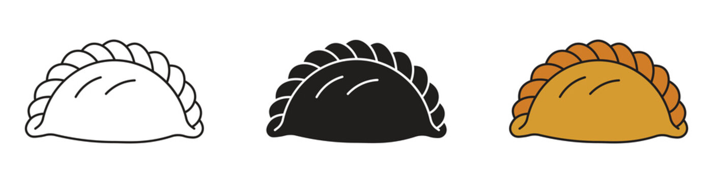 Set of curry puff icon vector illustration isolated on white background. Empanada symbol.