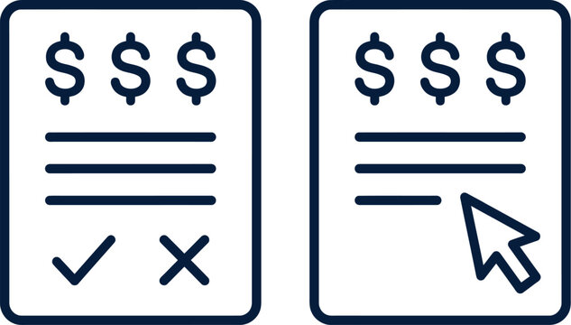 Document pages displaying monetary symbols and interactive cursor indicators convey financial growth and digital payment processes for modern.