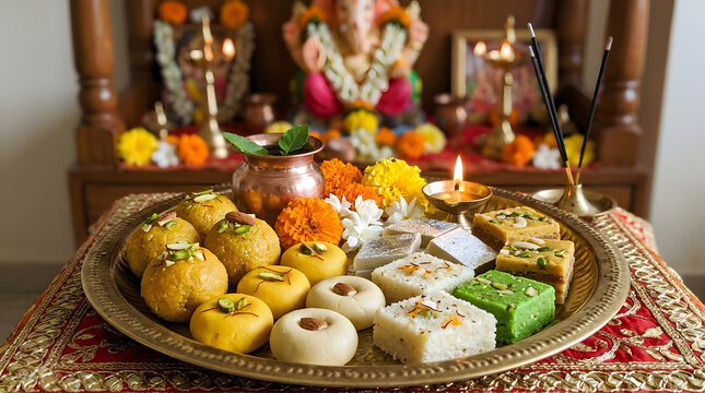 Nirjala ekadashi lord vishnu offering with diverse traditional sweets