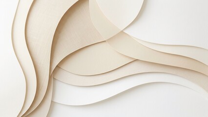 Fototapeta premium Soft Waves of Neutral Paper Layers Abstract Background